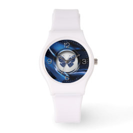 Blauer Schmetterling Armbanduhr