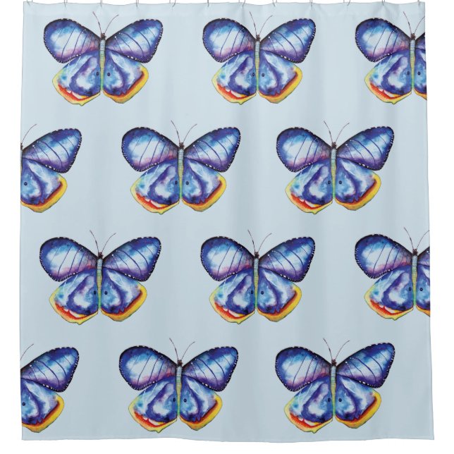 Blauer Schmetterling Art Duschvorhang (Vorderseite)