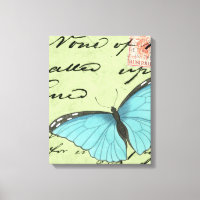 Blauer Schmetterling auf Aquamariner Postkarte