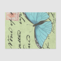 Blauer Schmetterling auf Aquamariner Postkarte