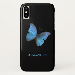 Blauer Schmetterling auf Schwarzem Case-Mate iPhone Hülle