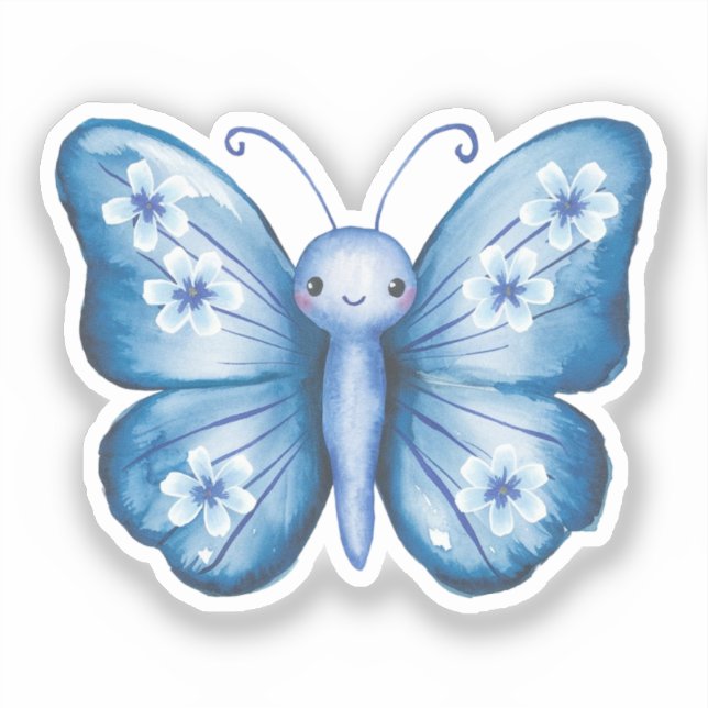 Blauer Schmetterling Aufkleber (Vorderseite)