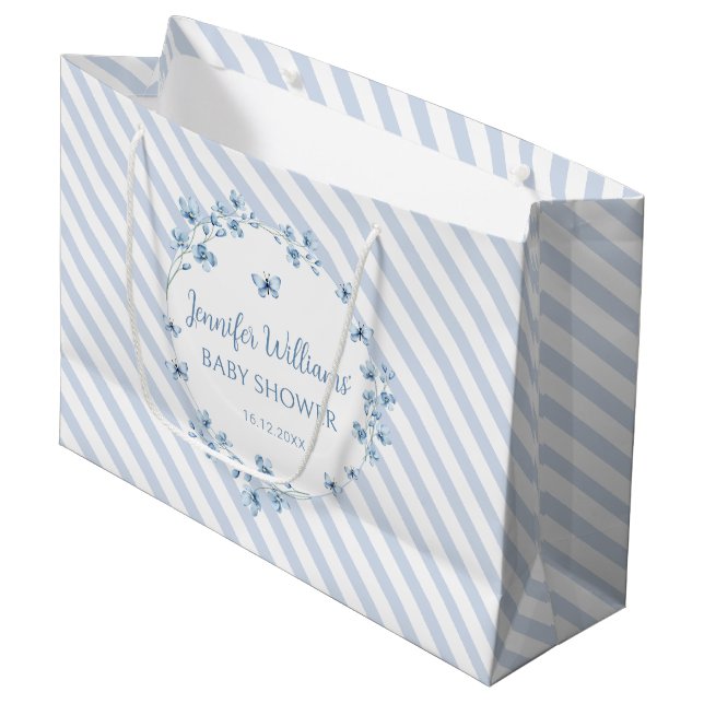 Blauer Schmetterling Baby Duschbeutel Große Geschenktüte (Vorderseite Schrägansicht)