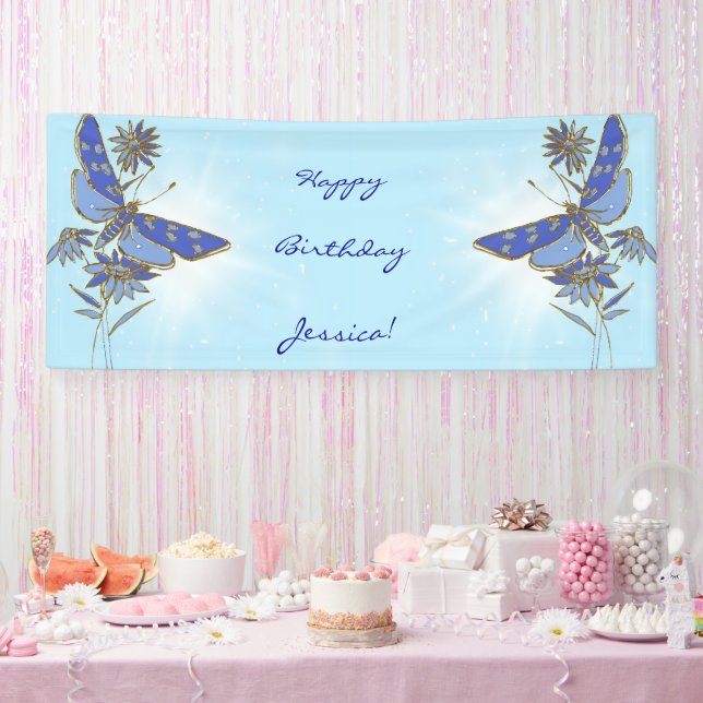 Blauer Schmetterling Banner (Party)