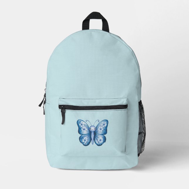Blauer Schmetterling Bedruckter Rucksack (Vorderseite)