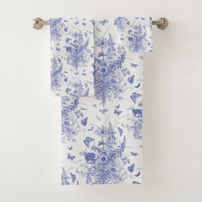 Blauer Schmetterling-Blume Badhandtuch Set (Insitu)