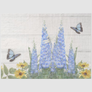 Blauer Schmetterling Blume Blumenblumen Deko Seidenpapier