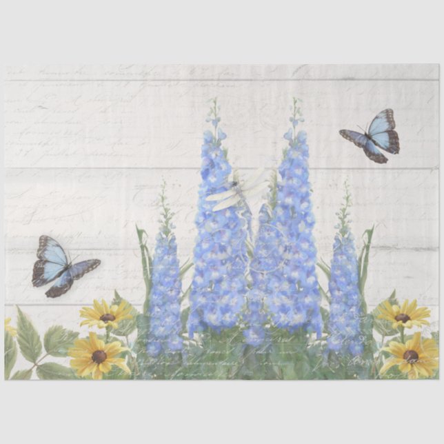 Blauer Schmetterling Blume Blumenblumen Deko Seidenpapier (Vorderseite)