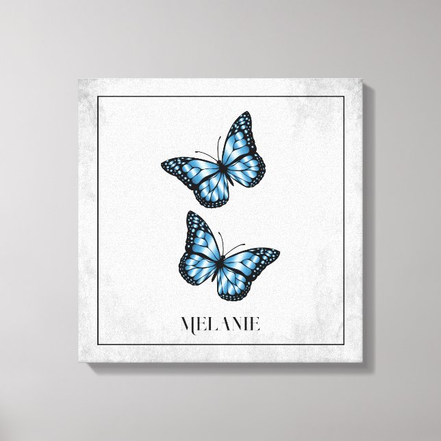 Blauer Schmetterling Blumenkanvas Print Leinwanddruck (Vorderseite)