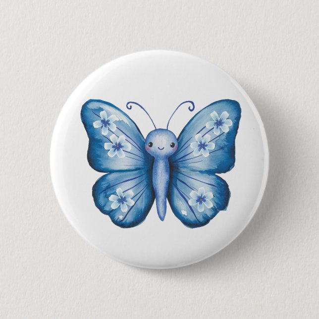 Blauer Schmetterling Button (Vorderseite)