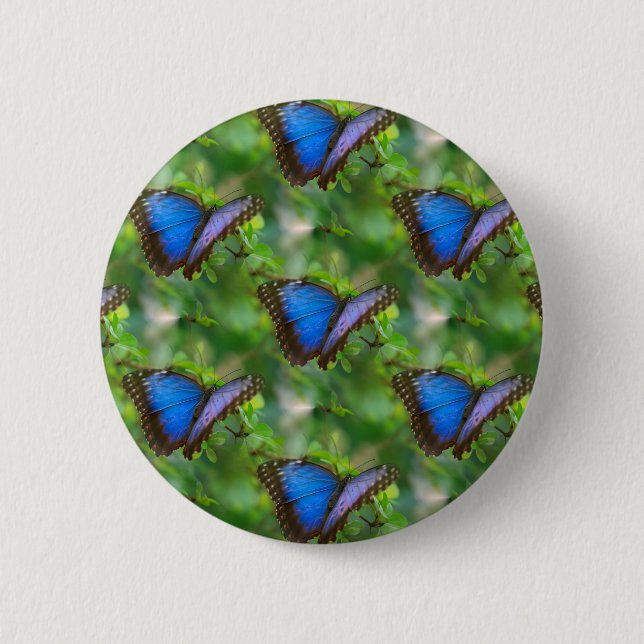 Blauer Schmetterling Button (Vorderseite)