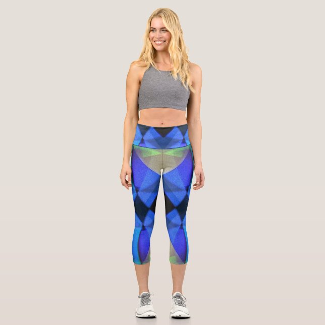 Blauer Schmetterling Capri Leggings (Vorderseite)
