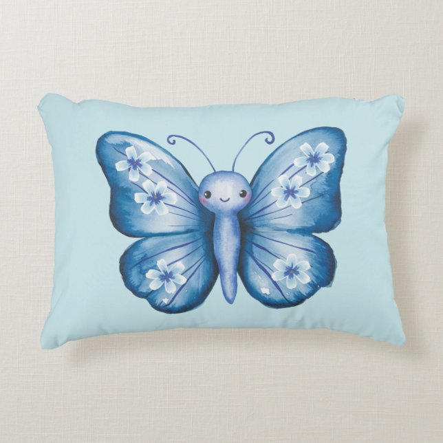 Blauer Schmetterling Dekokissen (Vorderseite)