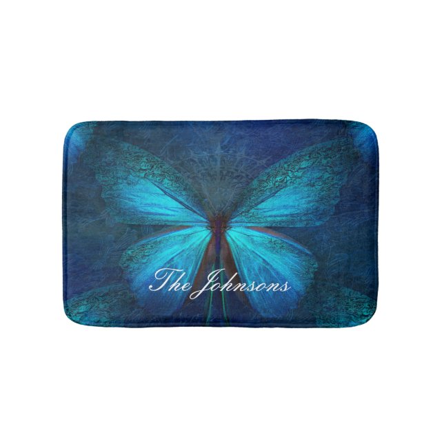 Blauer Schmetterling der Freude und des Glücks Badematte (Vorderseite)