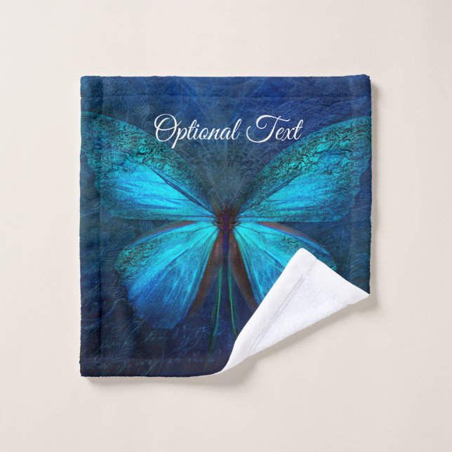 Blauer Schmetterling der Freude und des Glücks Badhandtuch Set (Waschlappen)
