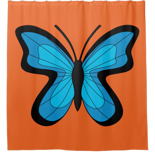 Blauer Schmetterling Duschvorhang (Vorderseite)