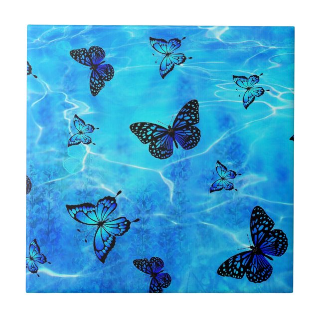 Blauer Schmetterling Fliese (Vorderseite)