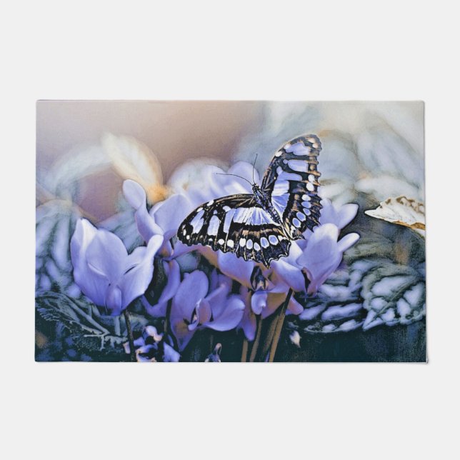 Blauer Schmetterling Fußmatte (Vorderseite)