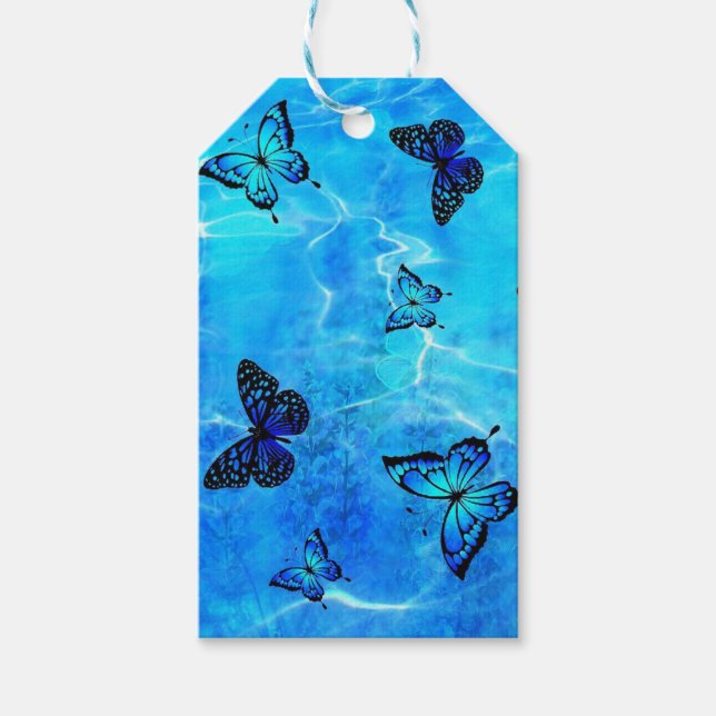 Blauer Schmetterling Geschenkanhänger (Vorderseite)