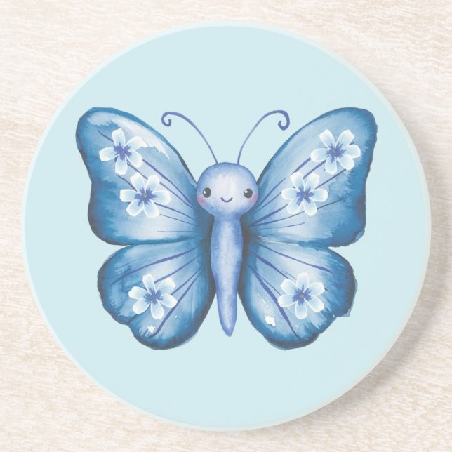 Blauer Schmetterling Getränkeuntersetzer (Vorne)
