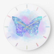 Blauer Schmetterling Großuhr