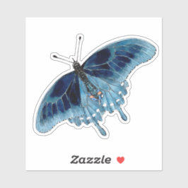 Blauer Schmetterling Handgemalt Wasserfarbe Aufkleber