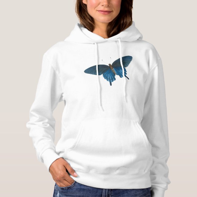 Blauer Schmetterling Hoodie (Vorderseite)