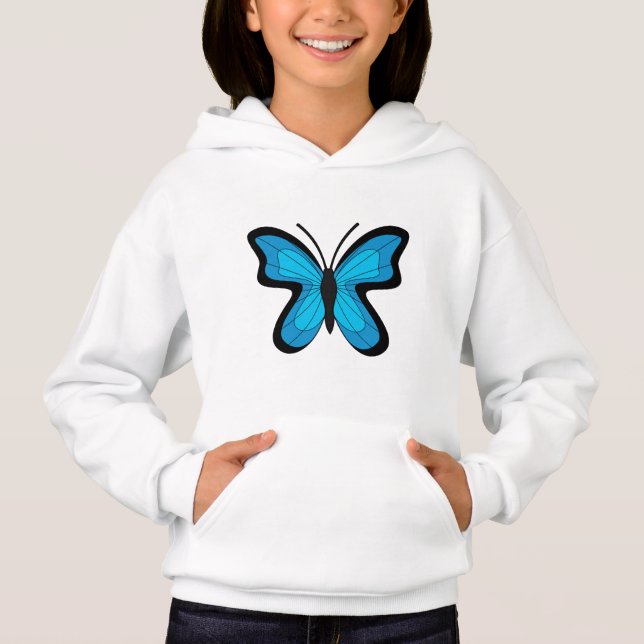 Blauer Schmetterling Hoodie (Vorderseite)