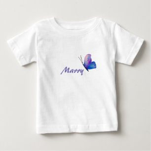 Blauer Schmetterling Jersey T-Shirt mit individuel