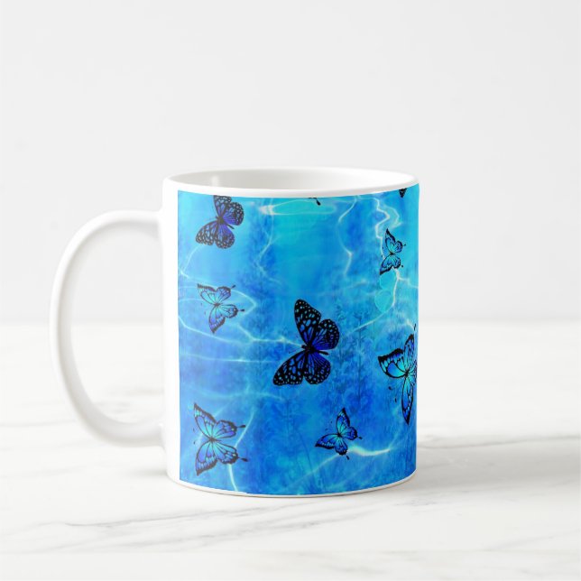 Blauer Schmetterling Kaffeetasse (Links)
