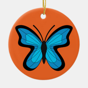 Blauer Schmetterling Keramik Ornament