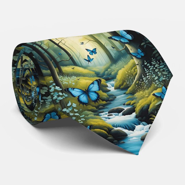 Blauer Schmetterling Krawatte (Gerollt)