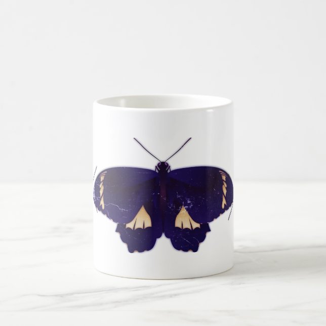 Blauer Schmetterling Kunst Kaffeetasse (Mittel)