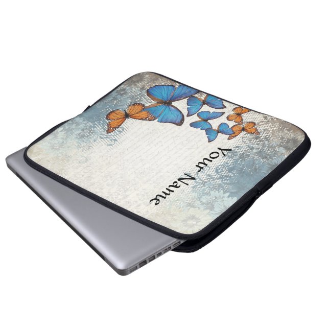 Blauer Schmetterling Laptopschutzhülle (Vorne Knopf)