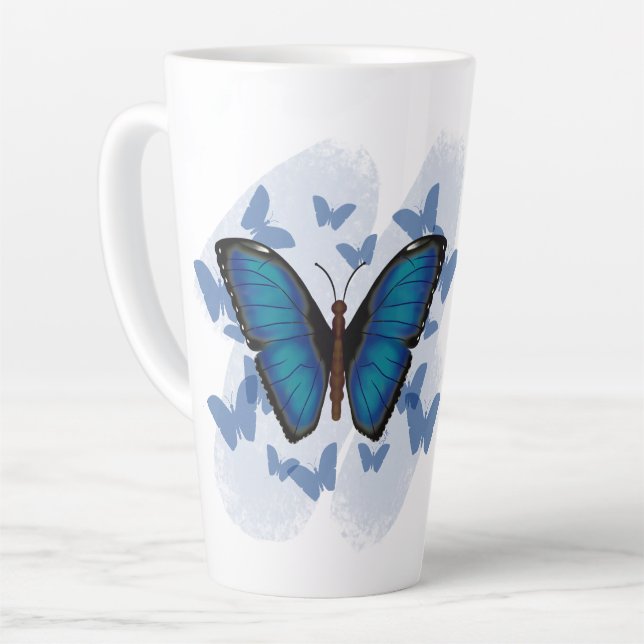 Blauer Schmetterling - Latte Tasse (Linke Ecke)