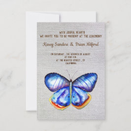 Blauer Schmetterling Leinwand Einladung Hochzeit