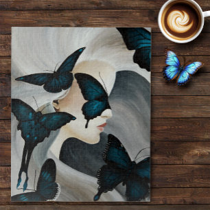 Blauer Schmetterling Maskerade Elegante Fantasie