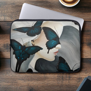 Blauer Schmetterling Maskerade Elegante Fantasie Laptopschutzhülle
