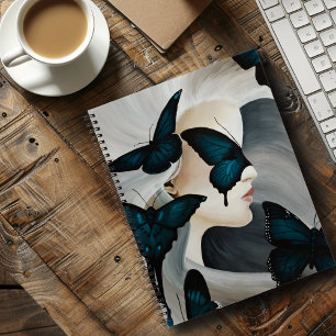 Blauer Schmetterling Maskerade Elegante Fantasie Notizbuch