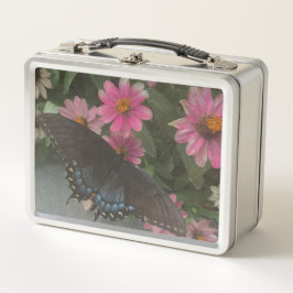blauer Schmetterling Metall Brotdose