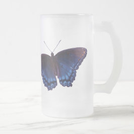 Blauer Schmetterling mit offenen Flügeln Mattglas Bierglas
