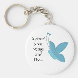 Blauer Schmetterling mit Sprichwort Schlüsselanhänger