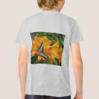 Blauer Schmetterling mit tropischem Rhododendron-T