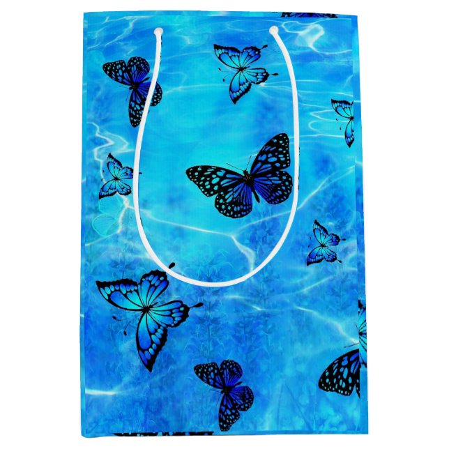 Blauer Schmetterling Mittlere Geschenktüte (Vorderseite)