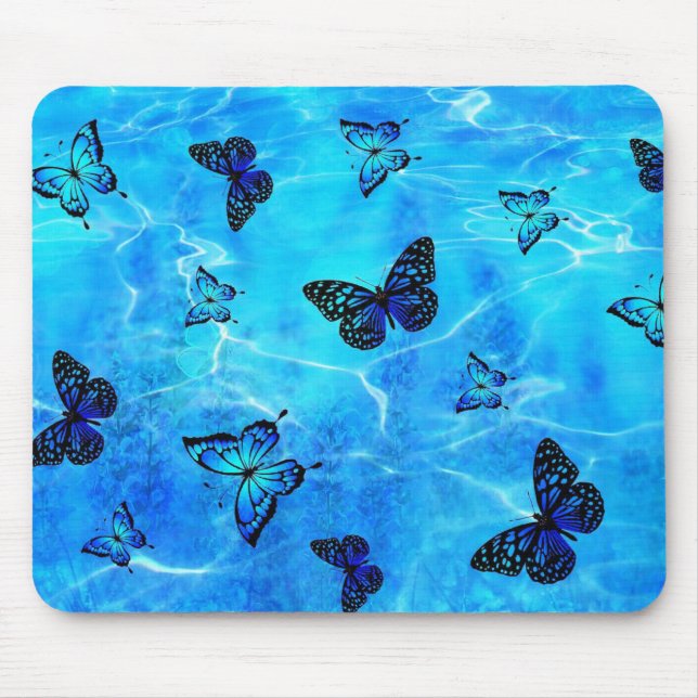 Blauer Schmetterling Mousepad (Vorne)