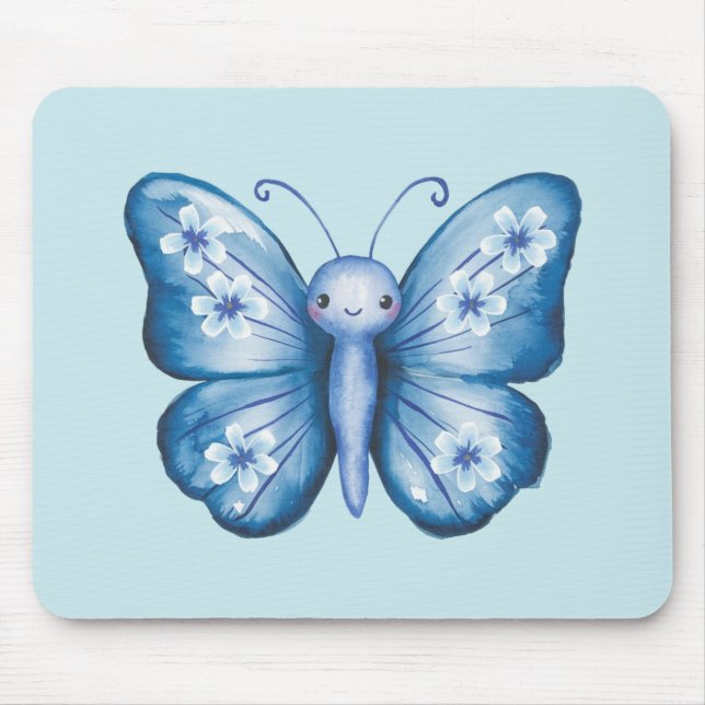 Blauer Schmetterling Mousepad (Vorne)