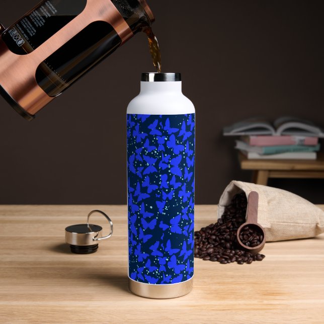 Blauer Schmetterling Muster C01.b Dblue BG Trinkflasche (Kaffee)