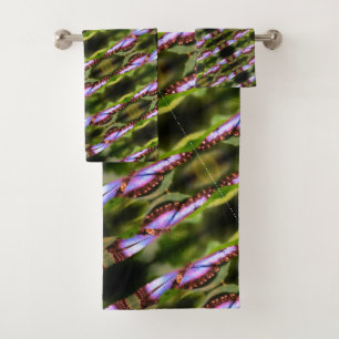 Blauer Schmetterling Nahes Naturmuster Badhandtuch Set