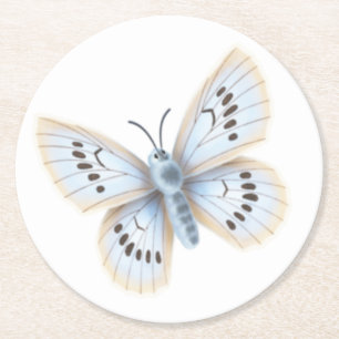 Blauer Schmetterling Naturgarten Tier Runder Pappuntersetzer