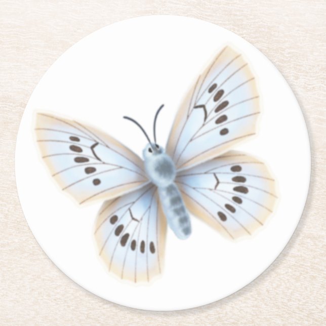 Blauer Schmetterling Naturgarten Tier Runder Pappuntersetzer (Vorderseite)